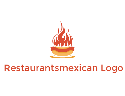 sizzling flame on hot dog Logo