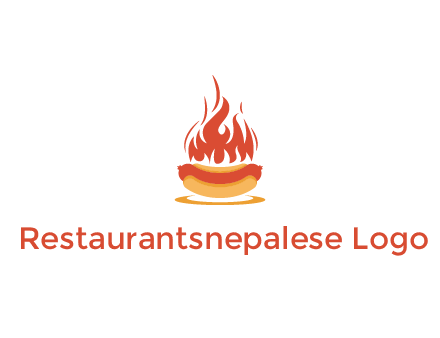 sizzling flame on hot dog Logo