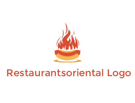 sizzling flame on hot dog Logo