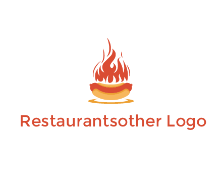sizzling flame on hot dog Logo