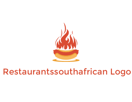 sizzling flame on hot dog Logo