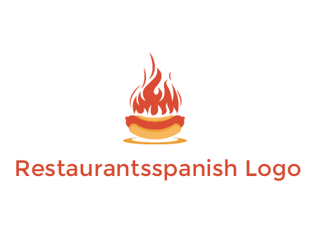sizzling flame on hot dog Logo