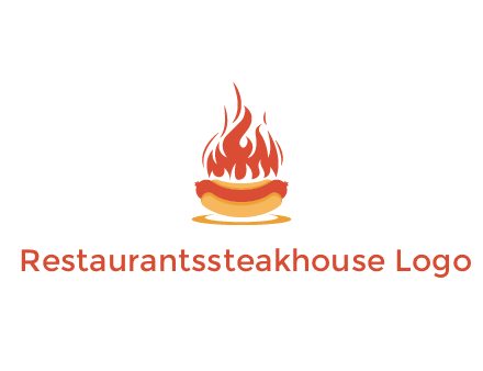 sizzling flame on hot dog Logo