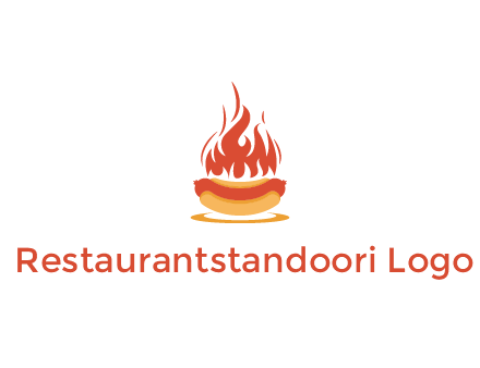 sizzling flame on hot dog Logo