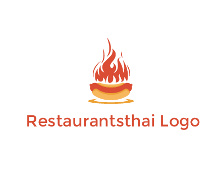 sizzling flame on hot dog Logo