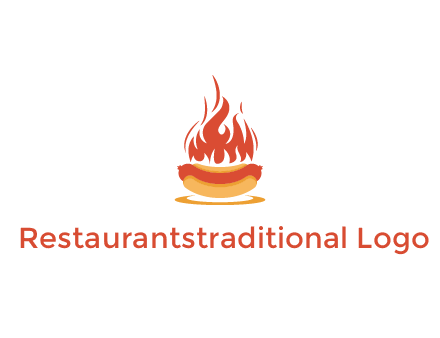 sizzling flame on hot dog Logo