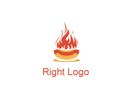 sizzling flame on hot dog Logo