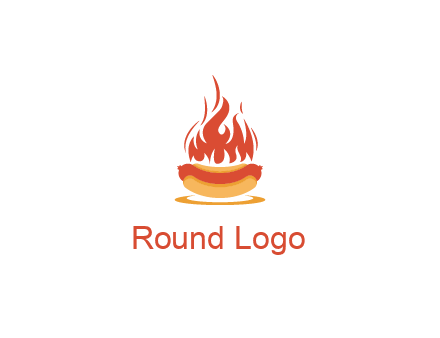 sizzling flame on hot dog Logo
