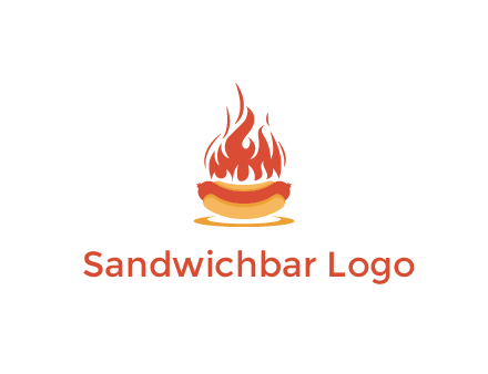 sizzling flame on hot dog Logo