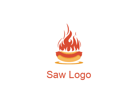sizzling flame on hot dog Logo