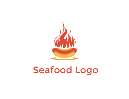 sizzling flame on hot dog Logo