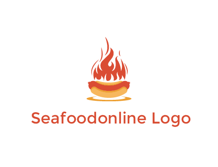 sizzling flame on hot dog Logo