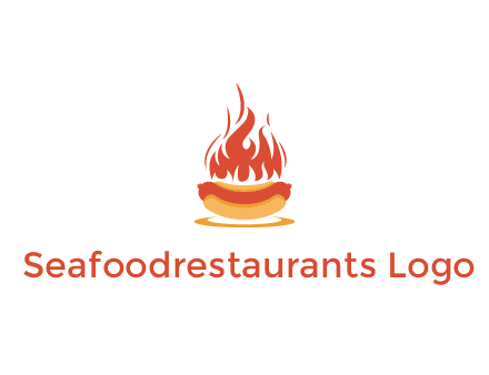 sizzling flame on hot dog Logo