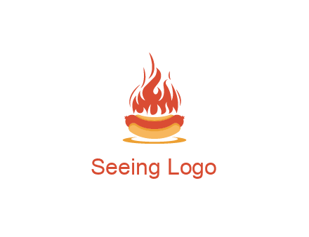 sizzling flame on hot dog Logo