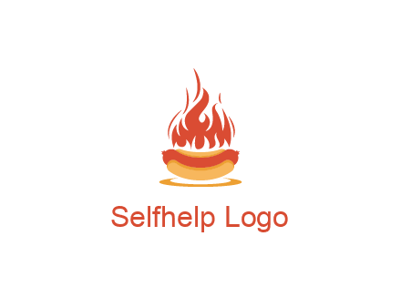 sizzling flame on hot dog Logo