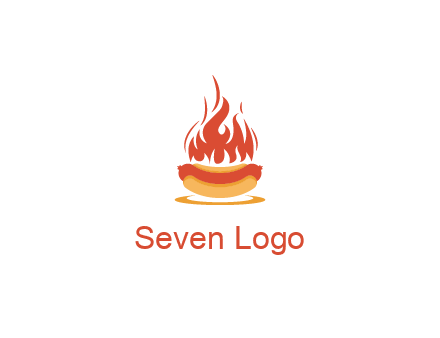 sizzling flame on hot dog Logo
