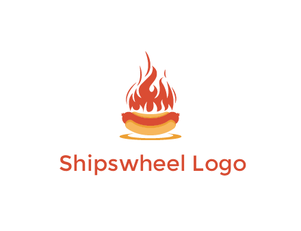 sizzling flame on hot dog Logo