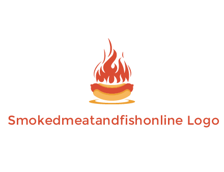 sizzling flame on hot dog Logo