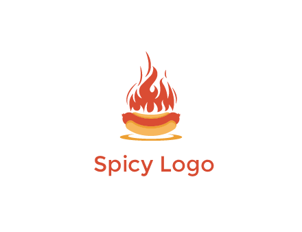 sizzling flame on hot dog Logo