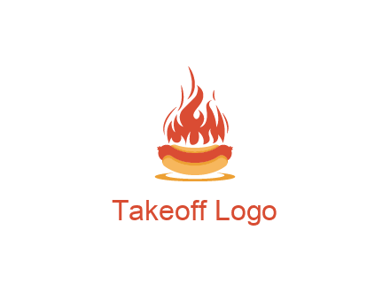 sizzling flame on hot dog Logo