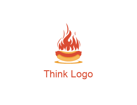 sizzling flame on hot dog Logo