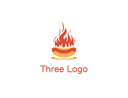 sizzling flame on hot dog Logo