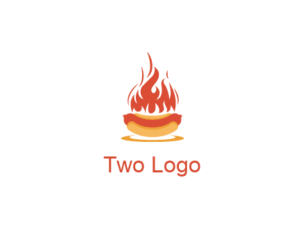 sizzling flame on hot dog Logo