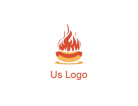 sizzling flame on hot dog Logo