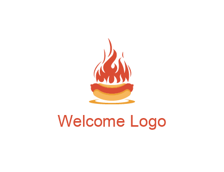 sizzling flame on hot dog Logo