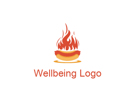 sizzling flame on hot dog Logo