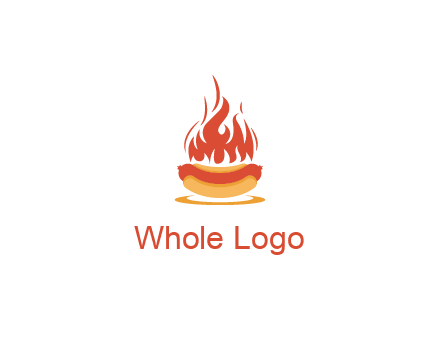 sizzling flame on hot dog Logo