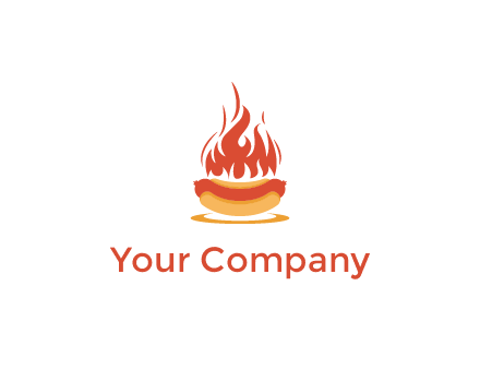 sizzling flame on hot dog Logo