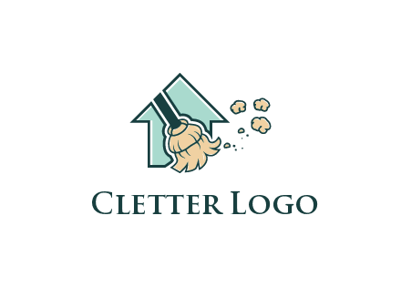 home cleaning logo with a mop sweeping dust