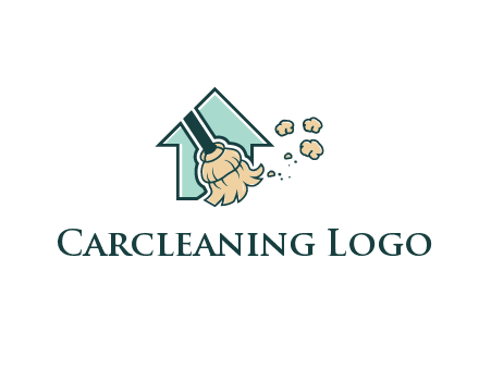 home cleaning logo with a mop sweeping dust