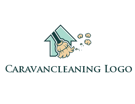 home cleaning logo with a mop sweeping dust