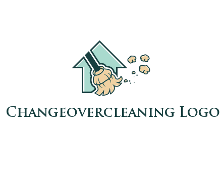 home cleaning logo with a mop sweeping dust