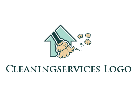 home cleaning logo with a mop sweeping dust