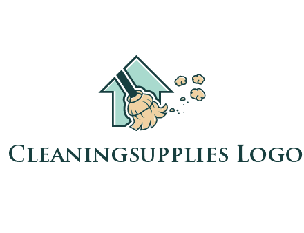 home cleaning logo with a mop sweeping dust