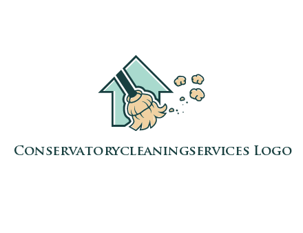 home cleaning logo with a mop sweeping dust