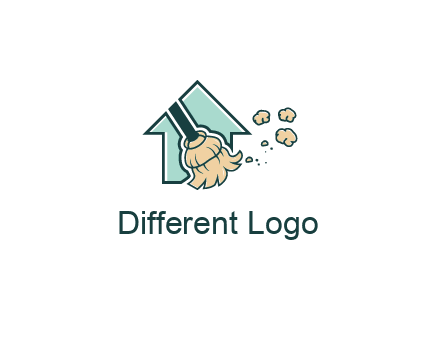 home cleaning logo with a mop sweeping dust