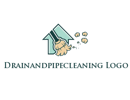 home cleaning logo with a mop sweeping dust