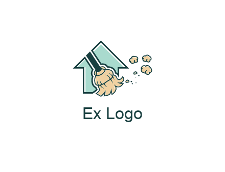 home cleaning logo with a mop sweeping dust