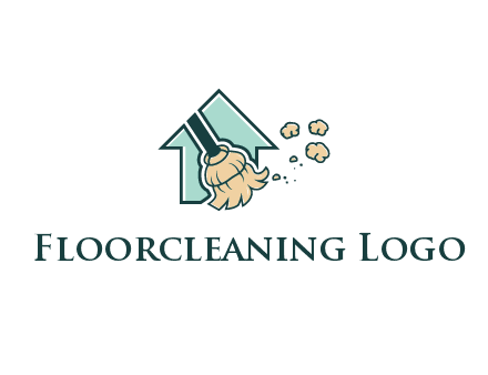 home cleaning logo with a mop sweeping dust