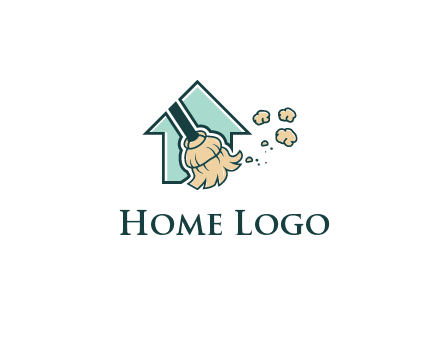 home cleaning logo with a mop sweeping dust