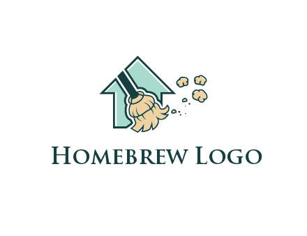 home cleaning logo with a mop sweeping dust