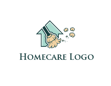 home cleaning logo with a mop sweeping dust