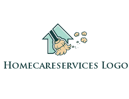 home cleaning logo with a mop sweeping dust