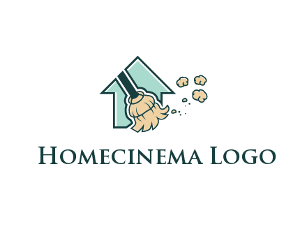 home cleaning logo with a mop sweeping dust