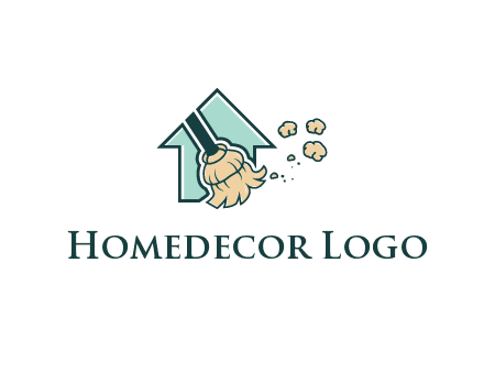 home cleaning logo with a mop sweeping dust