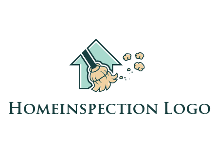 home cleaning logo with a mop sweeping dust